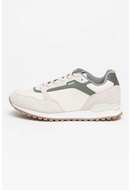 Спортни обувки Parkour с велур - Светло сив/Бледозелен/Мръснобял