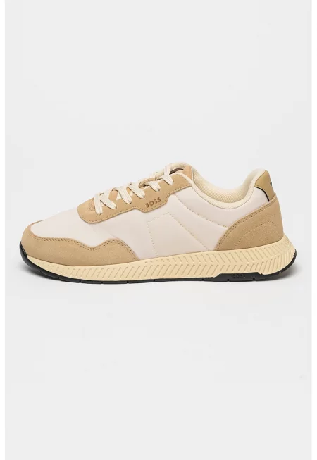 Спортни обувки с лого - Слонова кост/Камел
