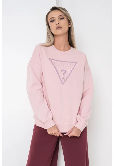 Суитшърт с лого - Светлорозов/Лилав