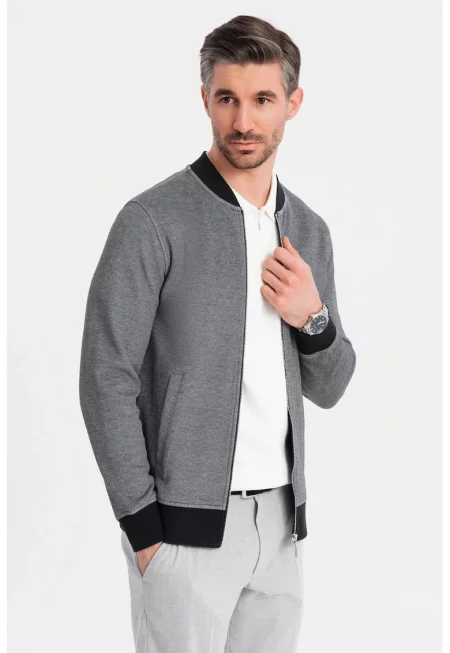 Суитшърт с цип - Бял/Черен