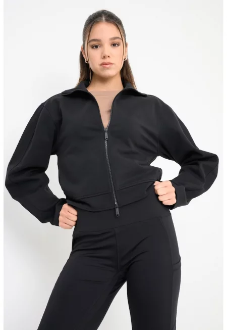 Суитшърт с цип - Черен