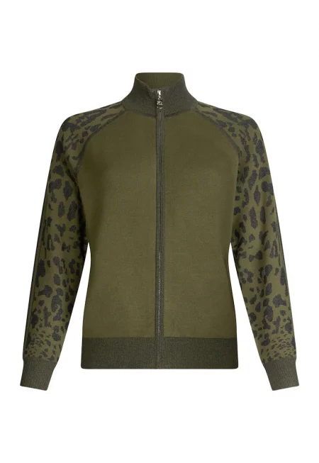 Суитшърт с цип и животинска шарка