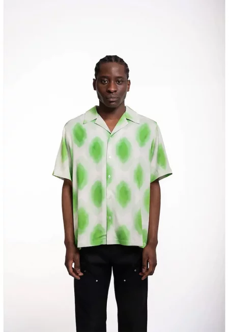 Тениска с къс ръкав и принт тип тай-дай - Зелен
