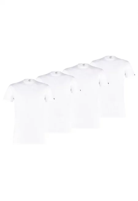 Тениска с овално деколте - 4 броя - Бял