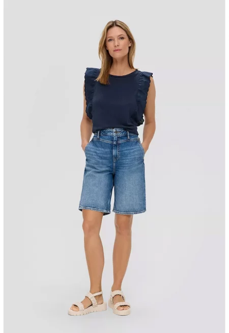 Топ с вълнообразни дантелени детайли