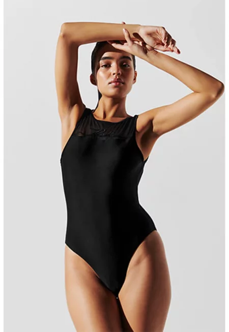 Цял бански с лого - Черен