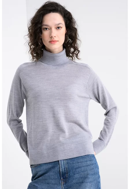 Вълнено поло - Светло сив