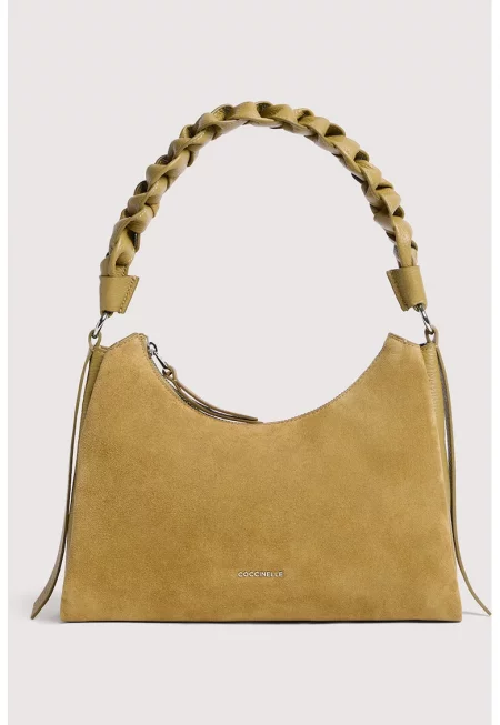 Велурена чанта през рамо Boheme със сплетена презрамка