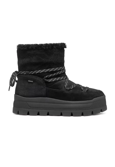 Велурени боти без закопчаване - Черен