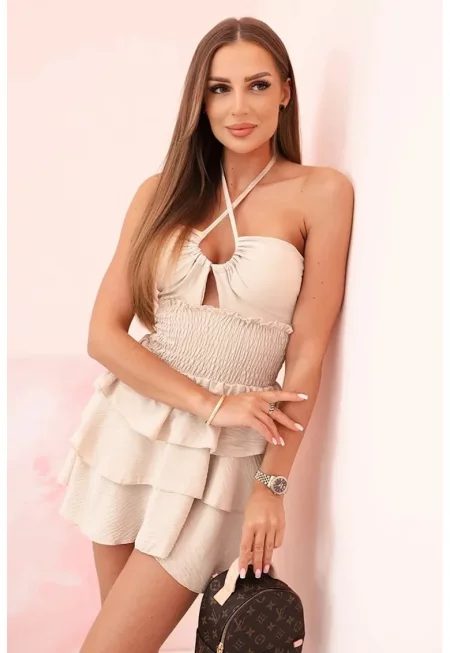 Вталена рокля с волани - Един размер