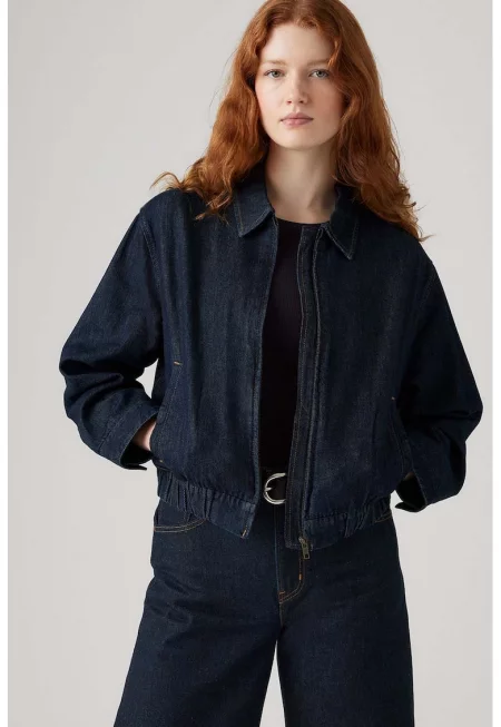 Яке от деним с цип и джобове встрани