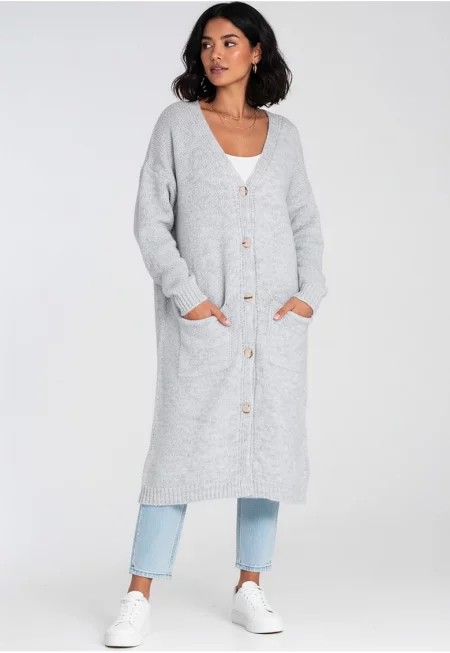 Жилетка  сива - с копчета - за жени - акрил