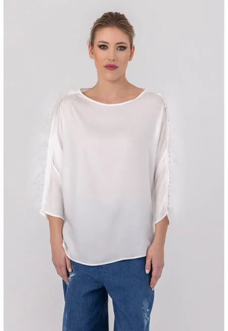 Блуза Abba с пера - Бял