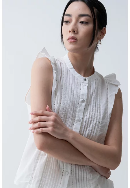 Блуза Bantiana с къси ръкави - Мръснобял