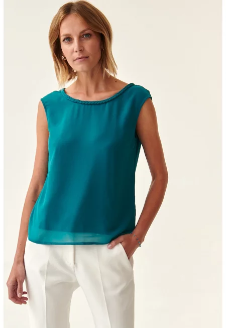 Блуза Lani със сплетени детайли - Тюркоаз
