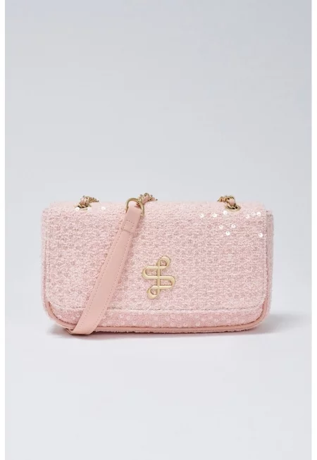 Чанта с лого - Бледо розово