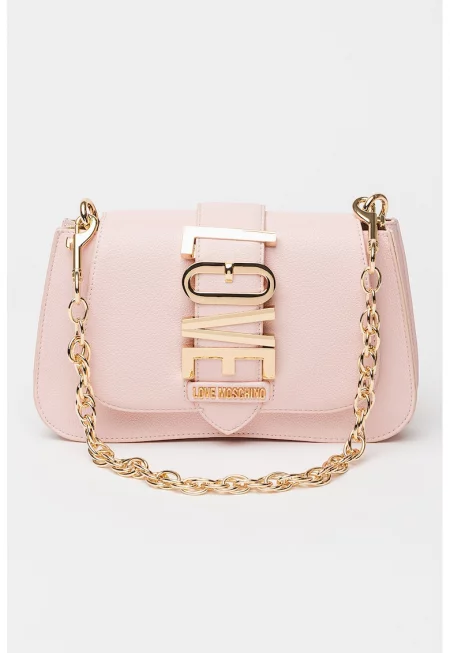 Чанта за рамо с презрамка с верижка - Светлорозов