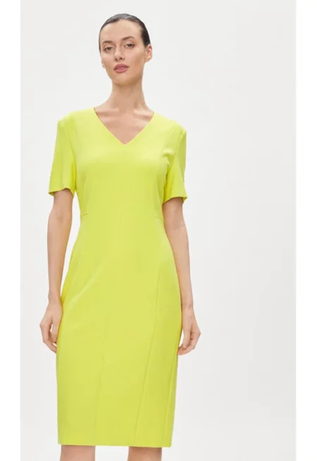 Дамска рокля -  303660390 - Вискоза/Полиестер - Жълт