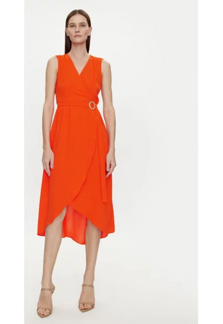 Дамска рокля -  303917814 - Полиестер - Оранжев