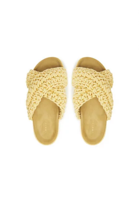 Дамски джапанки - 70104 -  Текстил - Жълт