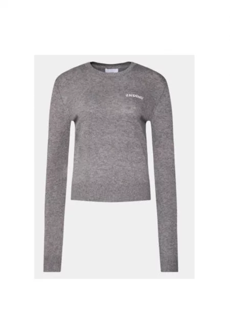 Дамски пуловер - 2-ри ден - 304005183 - Вискоза/Найлон - Сив - Сив