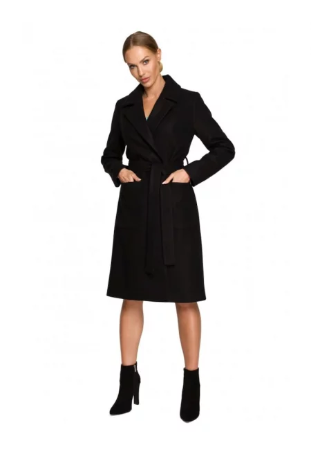 Дамско палто -  Полиестер/Акрил - Черно