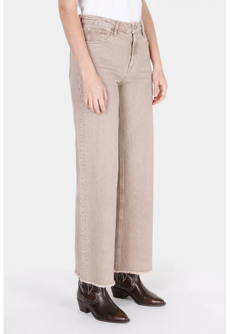 Дънки с широк крачол - Бежов