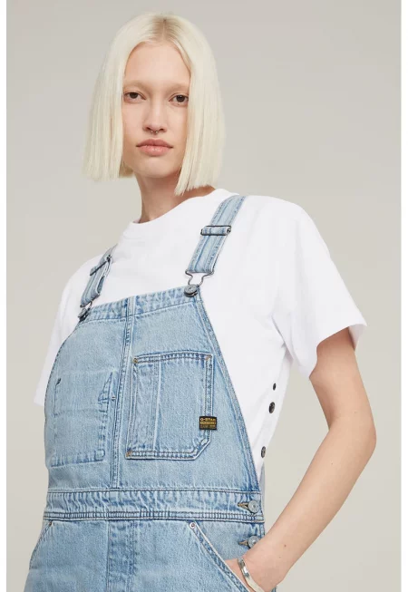 Дънков сукман с цепка отпред - Светлосин меланж