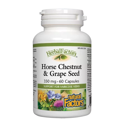 Див кестен и гроздово семе - мощен венотоник за здрави вени - Horse Chestnut & Grape Seed, 60 капсули