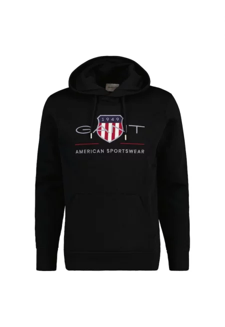 Худи Archive Shield с джоб кенгуру - Черен