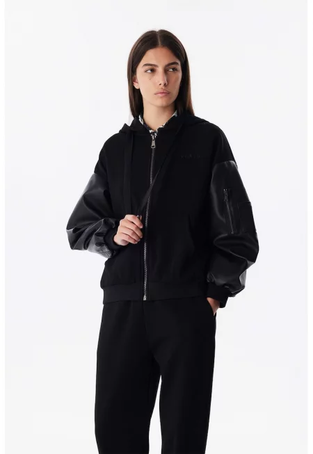 Худи с надпис - Черен