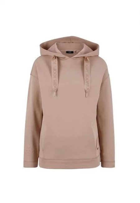 Худи с паднали ръкави и лого - Бежов