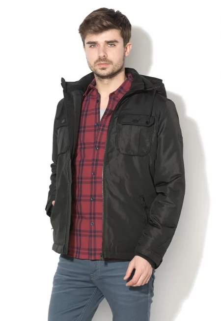 Jack&Jones - Яке Flicker с отделяща се качулка - Черен