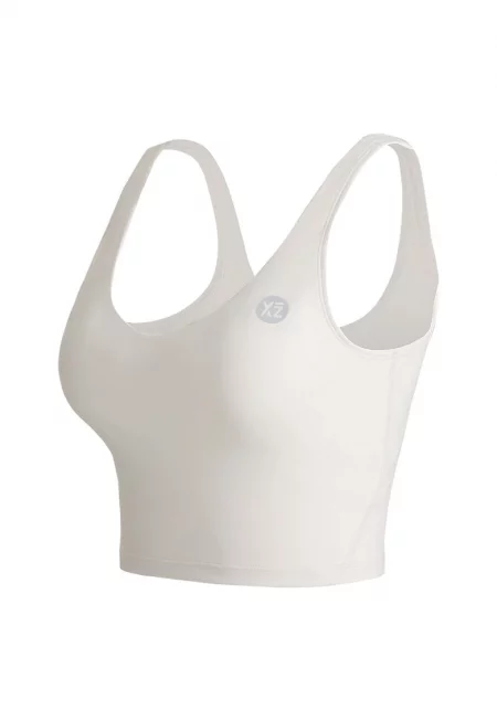 Къс топ с отделящи се подплънки - Бял