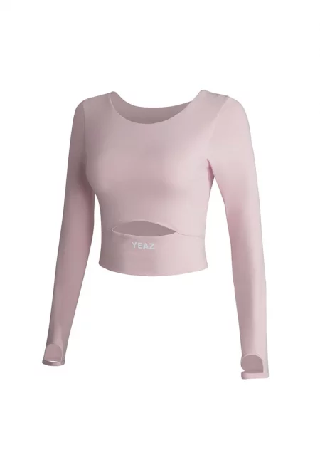 Къса фитнес блуза Revelation с отвор отпред - Розово