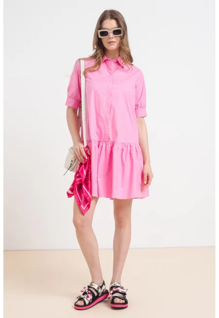 Къса рокля Ebert с набирания - Розово