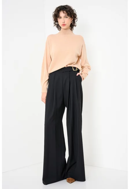 Кашмирен пуловер Febo с поло - Бежов