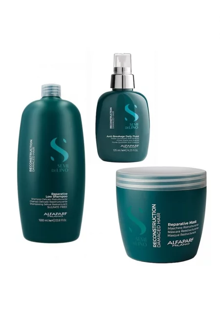 Комплект Alfaparf Semi Di Lino - Възстановяващ - Шампоан - 1000 мл - Маска - 500 мл - Флуид - 125 мл