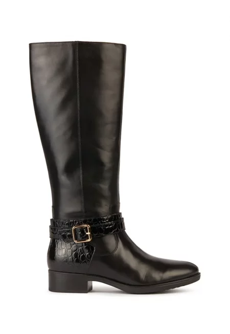 Кожени ботуши до коляното с шагрен