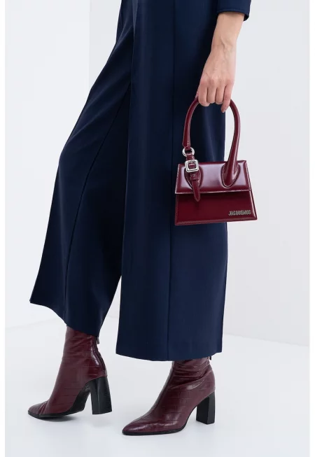 Лачена кожена чанта Chiquito с метално лого - Бордо