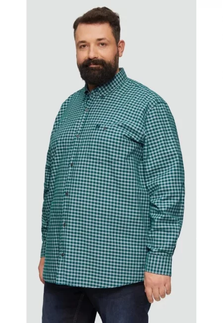 Мъжка риза - дълъг ръкав и карирана щампа -  стандартна кройка
