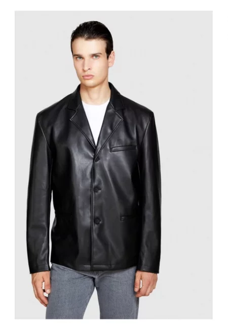 Мъжко яке -  85626 - Еко кожа - Черно