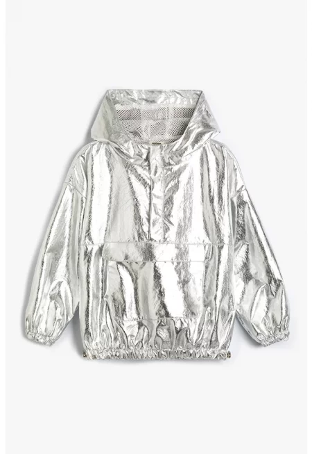 Метализирана ветровка с качулка