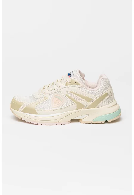 Мрежести спортни обувки с еко кожа - Розово/Крем