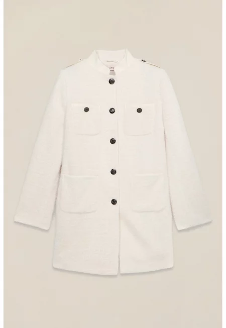 Палто с джоб на гърдите - Бял