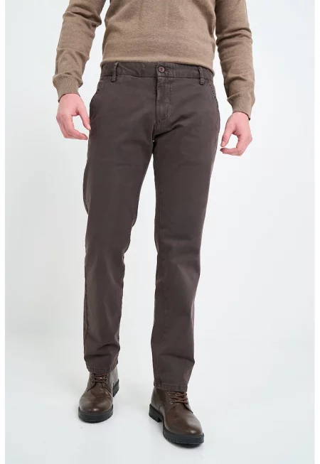 Панталон с памук с джобове - Кафяв