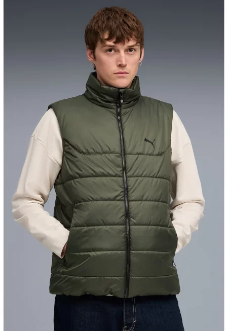 Подплатен елек с висока яка - Бледозелен