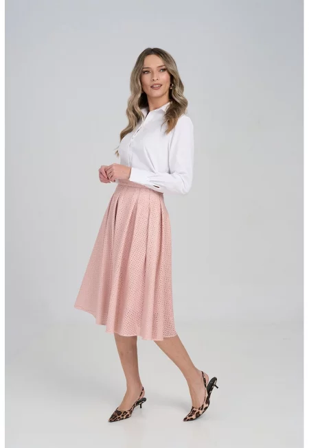 Пола от еко кожа с перфорации - Праскова