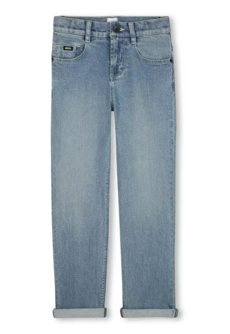 Прави дънки със средна талия - Светлосин