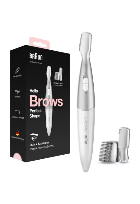 Прецизен тример за вежди  FG1106 - Захранване с батерия - Бял/Сребрист